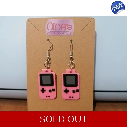 Gameboy Pink Retro 3D Printed Earrings Set